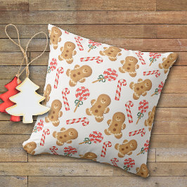 Gingerbread Man Candy Cane Lollipop Pattern Kissen
