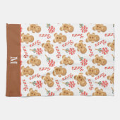 Gingerbread Man Candy Cane Monogram Geschirrtuch (Horizontal)