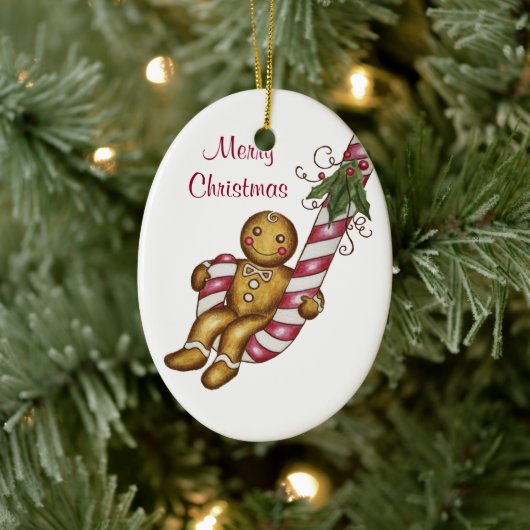 Gingerbread Man Candy Cane Ornament (Baum)