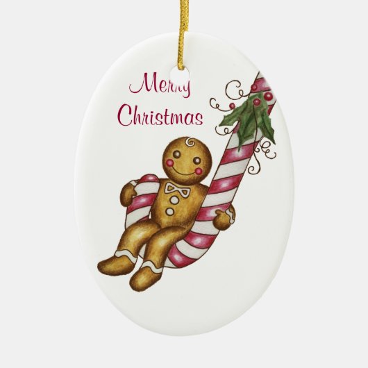 Gingerbread Man Candy Cane Ornament (Vorne)