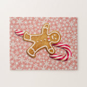 Gingerbread Man Candy Cane Snowflake Puzzle Art (Horizontal)