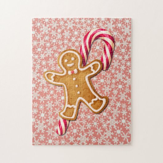 Gingerbread Man Candy Cane Snowflake Puzzle Art (Vertikal)