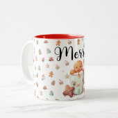 Gingerbread Man & Candy Cane Weihnachtsgeschenk Zweifarbige Tasse (Vorderseite Links)