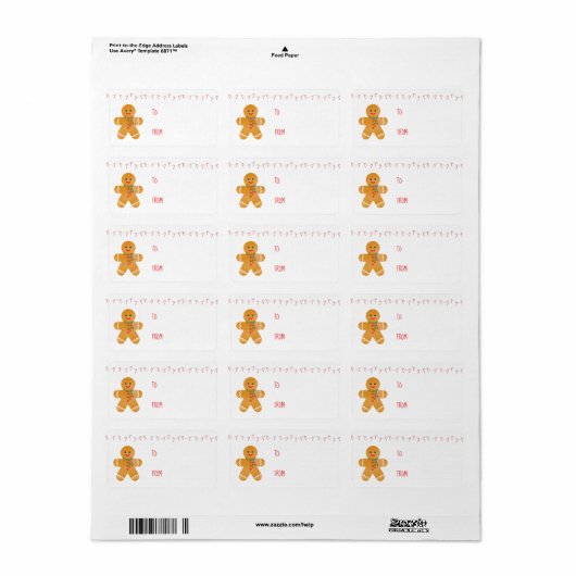 Gingerbread Man Candy Canes Adressaufkleber (Vorne)
