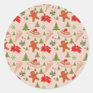 Gingerbread Man, Candy mints and ice cream Runder Aufkleber