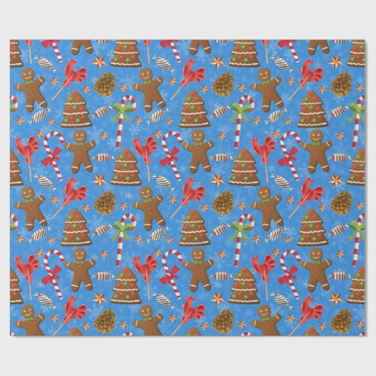 Gingerbread Man, Candy und Lollipop Geschenkpapier (Flach)
