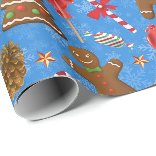 Gingerbread Man, Candy und Lollipop Geschenkpapier (Rolleneckpunkt)