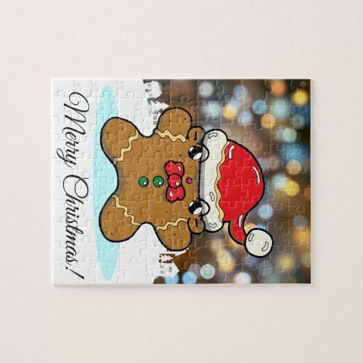 Gingerbread Man Cartoon Weihnachtsgrüße Puzzle (Horizontal)