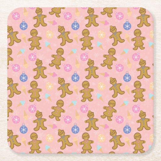 Gingerbread Man, Christmas balls Rechteckiger Pappuntersetzer (Vorderseite)