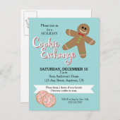 Gingerbread Man, Christmas Cookie Exchange Party Einladungspostkarte (Vorne/Hinten)
