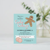 Gingerbread Man, Christmas Cookie Exchange Party Einladungspostkarte (Stehend Vorderseite)