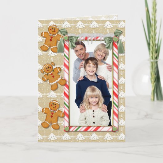 Gingerbread Man Christmas Foto Gruß Feiertagskarte (Vorderseite)