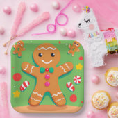 Gingerbread Man Christmas Holiday Paper Plate Pappteller (Party)