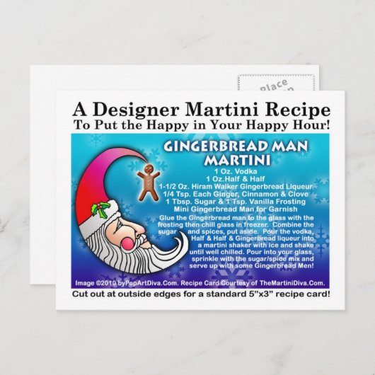 Gingerbread Man Christmas Martini Rezept Postkarte (Vorne/Hinten)
