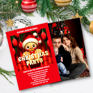Gingerbread Man Christmas Party Foto Folieneinladung