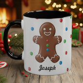 Gingerbread Man Christmas Polka Dot Holiday Tasse