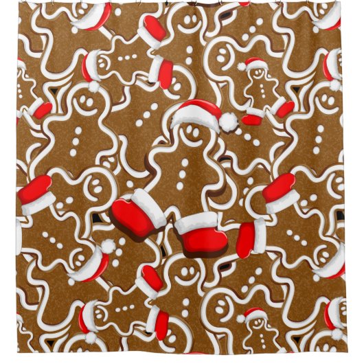 Gingerbread Man Christmas Santa Claus Duschvorhang (Vorderseite)