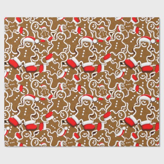 Gingerbread Man Christmas Santa Claus Geschenkpapier (Flach)