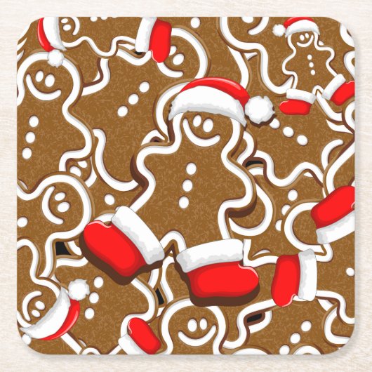 Gingerbread Man Christmas Santa Claus Rechteckiger Pappuntersetzer (Vorderseite)