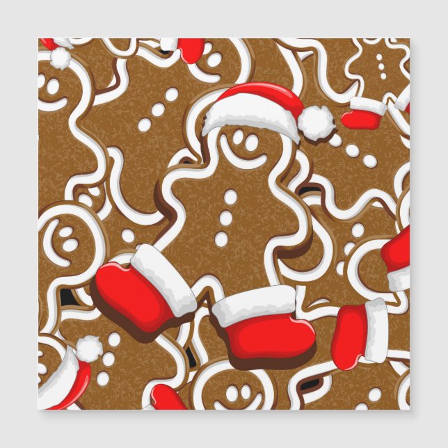 Gingerbread Man Christmas Santa Claus Throw Kissen Magnetkarte (Vorderseite)