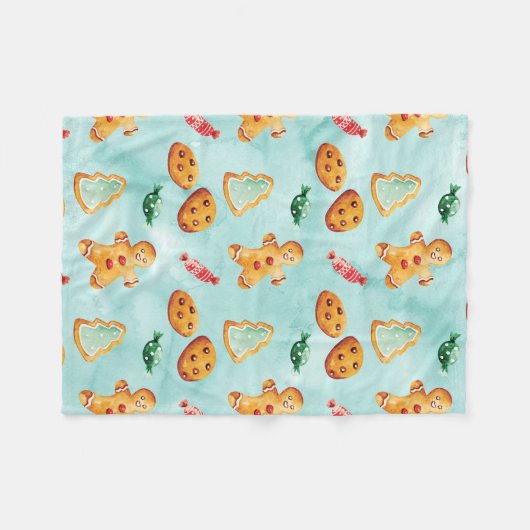 Gingerbread Man Christmas Tree Pattern Fleecedecke (Vorderseite (Horizontal))