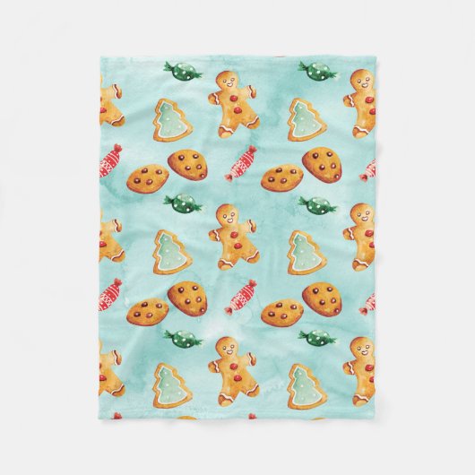 Gingerbread Man Christmas Tree Pattern Fleecedecke (Vorderseite)