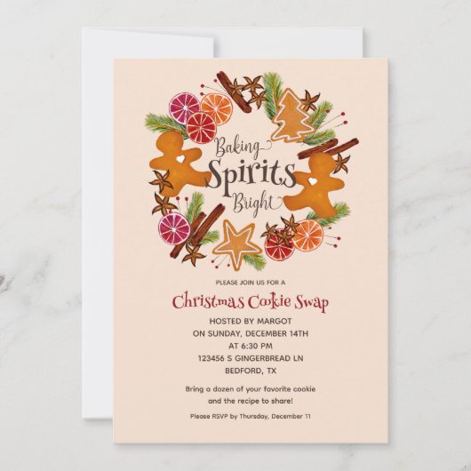 Gingerbread Man Citrus Cookie Swap Party Weihnacht Einladung (Vorderseite)
