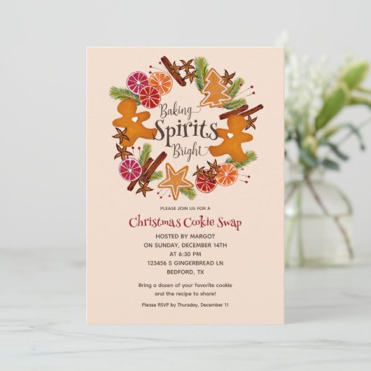 Gingerbread Man Citrus Cookie Swap Party Weihnacht Einladung (Stehend Vorderseite)