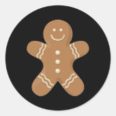Gingerbread Man Cookie Biscuit Futter Weihnachten Runder Aufkleber (Vorderseite)