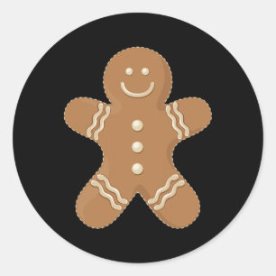 Gingerbread Man Cookie Biscuit Futter Weihnachten Runder Aufkleber