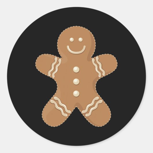 Gingerbread Man Cookie Biscuit Futter Weihnachten Runder Aufkleber (Vorderseite)