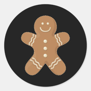 Gingerbread Man Cookie Biscuit Futter Weihnachten Runder Aufkleber