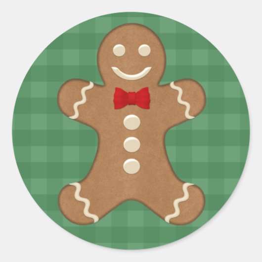 Gingerbread Man Cookie Holiday Runder Aufkleber (Vorderseite)