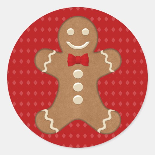 Gingerbread Man Cookie Holiday Runder Aufkleber (Vorderseite)