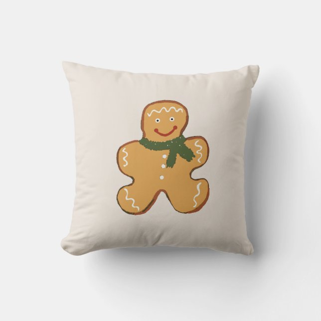 Gingerbread Man Cookie Illustration Holiday Kissen (Vorderseite)