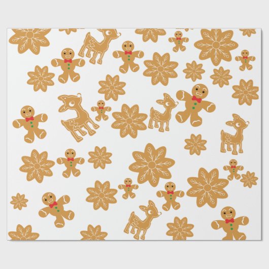 Gingerbread Man Cookie Pattern Weihnachten Geschenkpapier (Flach)