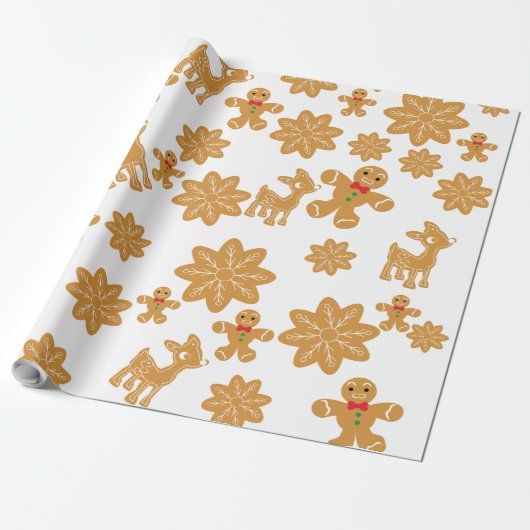 Gingerbread Man Cookie Pattern Weihnachten Geschenkpapier (Ungerollt)