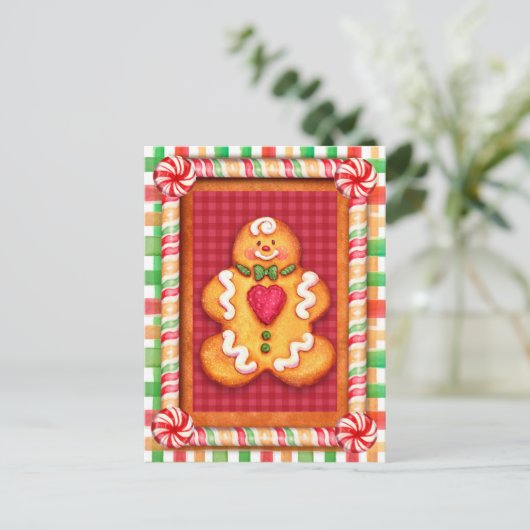 Gingerbread Man Cookie Postkarte (Stehend Vorderseite)