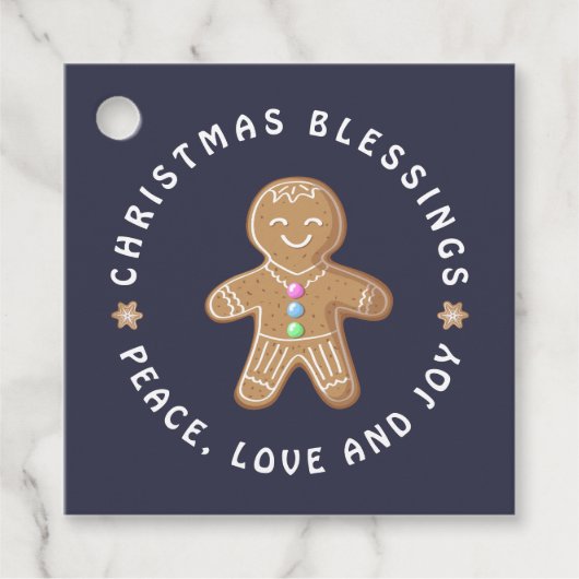 Gingerbread Man Cookie Segen Frieden Liebe Freude Geschenkanhänger (Vorderseite)