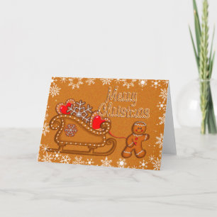 GINGERBREAD MAN, COOKIE & SLEIGH von SHARON SHARPE Feiertagskarte