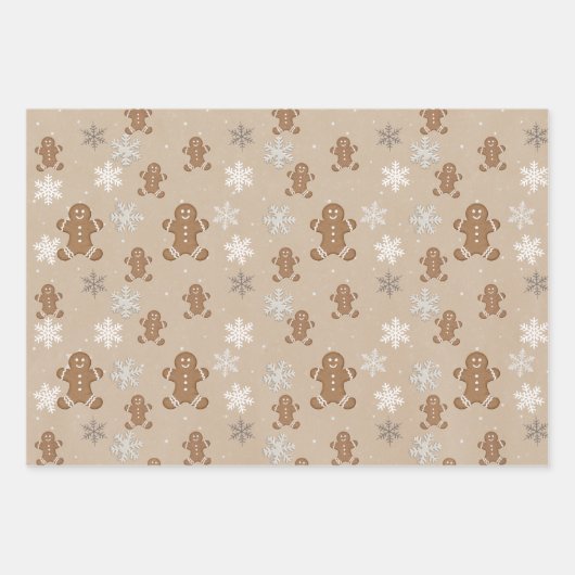 Gingerbread Man Cookie Snowflake Holiday Baking Geschenkpapier Set (Vorderseite)