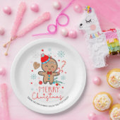 Gingerbread Man Cookie Snowflakes Frohe Weihnachte Pappteller (Party)