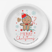 Gingerbread Man Cookie Snowflakes Frohe Weihnachte Pappteller (Vorderseite)
