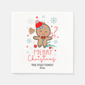Gingerbread Man Cookie Snowflakes Frohe Weihnachte Serviette (Vorderseite)