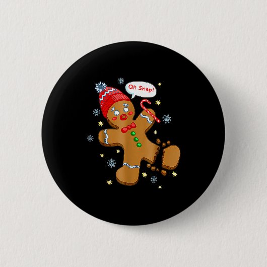 Gingerbread Man Cookie Ugly Sweater Oh Snap Christ Button (Vorderseite)