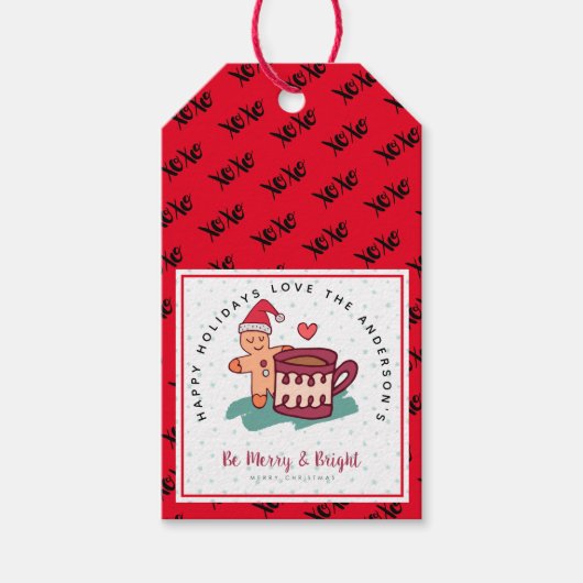 Gingerbread Man Cookie Weihnachten Folk Kunstgesch Geschenkanhänger (Vorderseite)