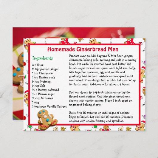 Gingerbread Man Cookie Weihnachts Rezept Postkarte (Vorne/Hinten)