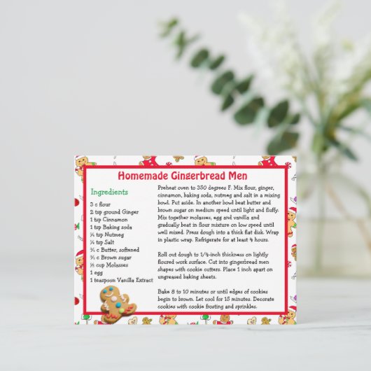 Gingerbread Man Cookie Weihnachts Rezept Postkarte (Stehend Vorderseite)