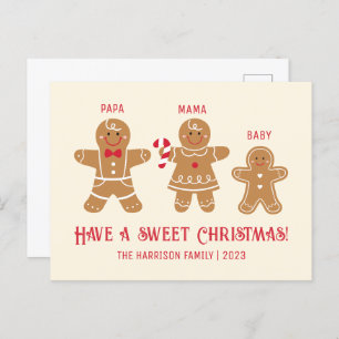 Gingerbread Man Cookies Familie Name Weihnachten Postkarte