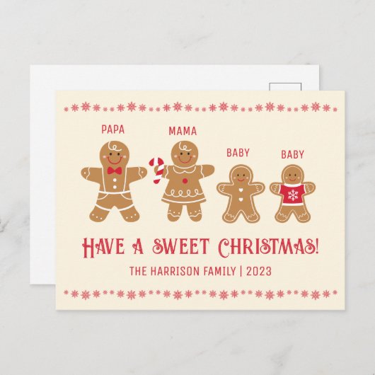 Gingerbread Man Cookies Name Sweet Christmas Postkarte (Vorne/Hinten)